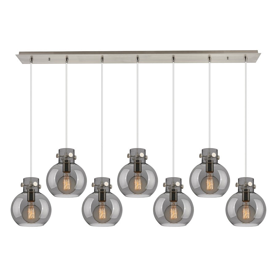 Innovations Newton Sphere 7Lt 8" CL Pendant, SN/SM - 127-410-1PS-SN-G410-8SM