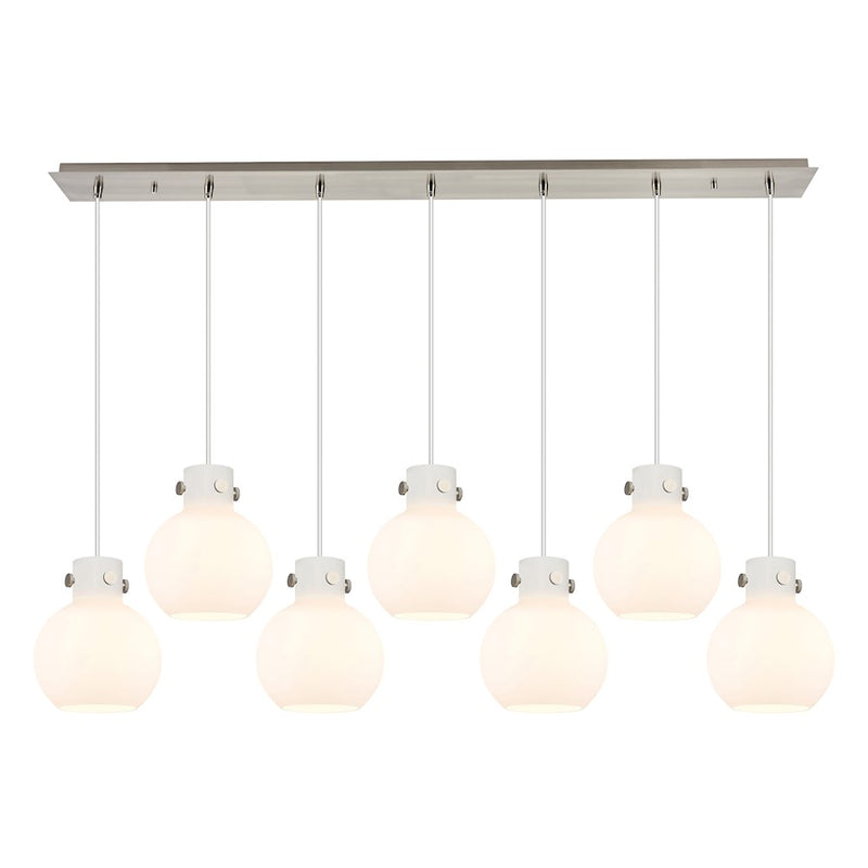 Innovations Newton Sphere 7Lt 8" CL Pendant, SN/WH - 127-410-1PS-SN-G410-8WH