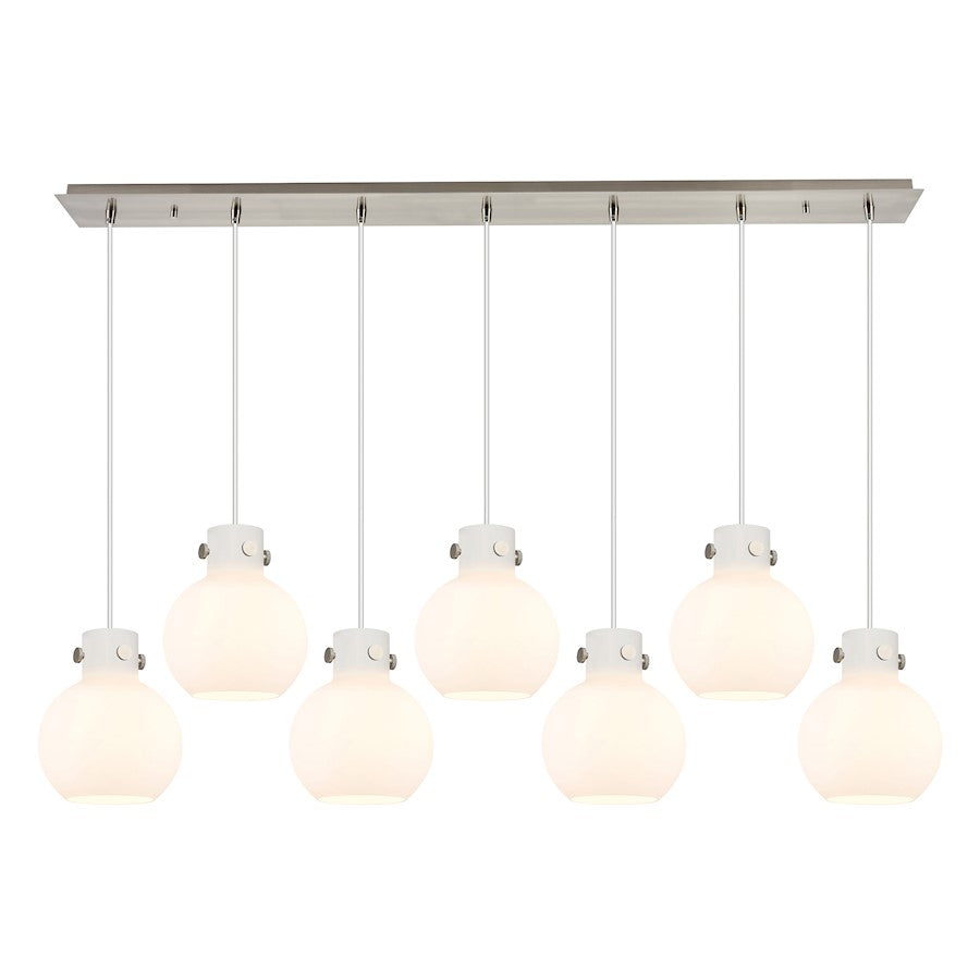 Innovations Newton Sphere 7Lt 8" CL Pendant, SN/WH - 127-410-1PS-SN-G410-8WH