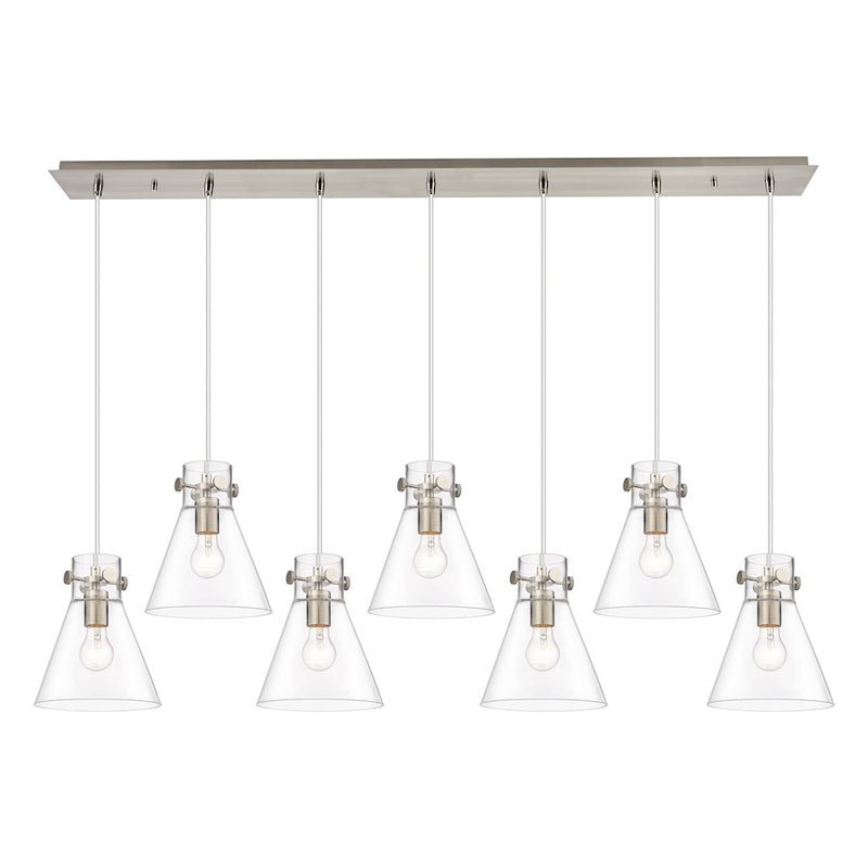 Innovations Newton Cone 7Lt 8" CL Pendant, SN/CL - 127-410-1PS-SN-G411-8CL