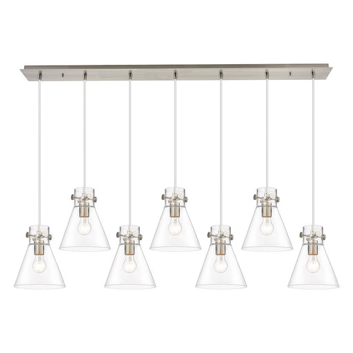 Innovations Newton Cone 7Lt 8" CL Pendant, SN/CL - 127-410-1PS-SN-G411-8CL