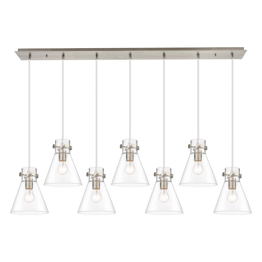 Innovations Newton Cone 7Lt 8" CL Pendant, SN/CL - 127-410-1PS-SN-G411-8CL