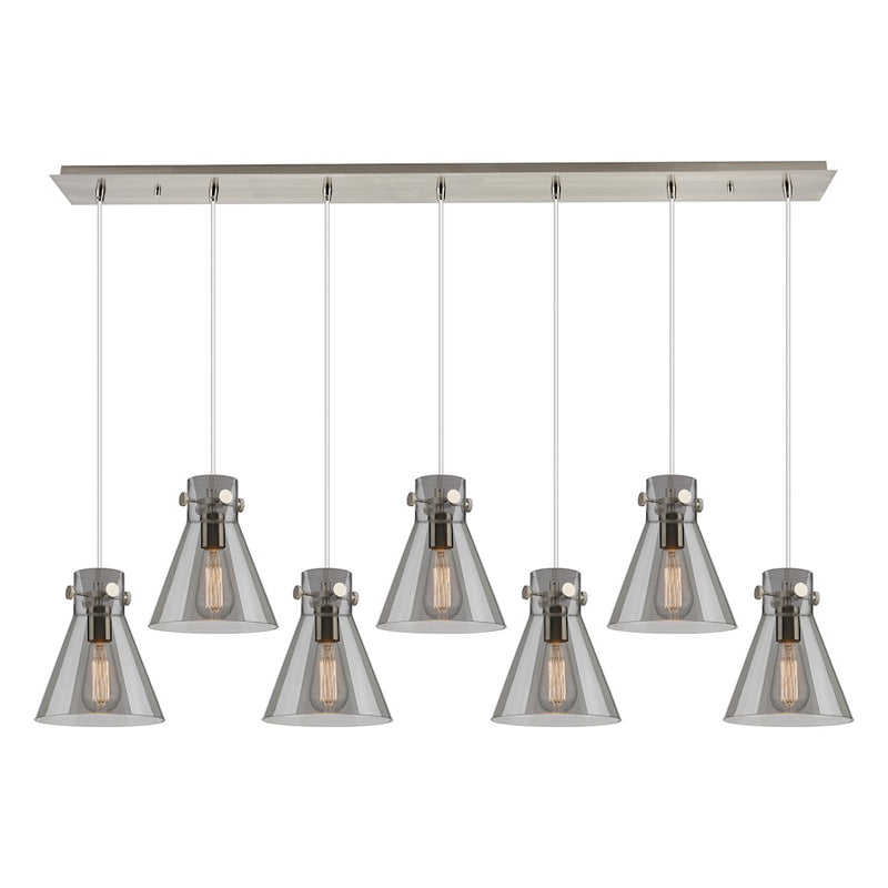 Innovations Newton Cone 7Lt 8" CL Pendant, SN/SM - 127-410-1PS-SN-G411-8SM
