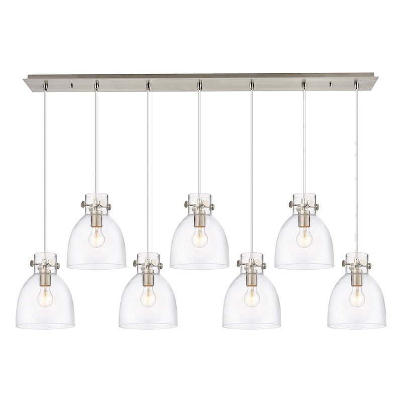 Innovations Newton Bell 7Lt 8" CL Pendant, SN/CL - 127-410-1PS-SN-G412-8CL