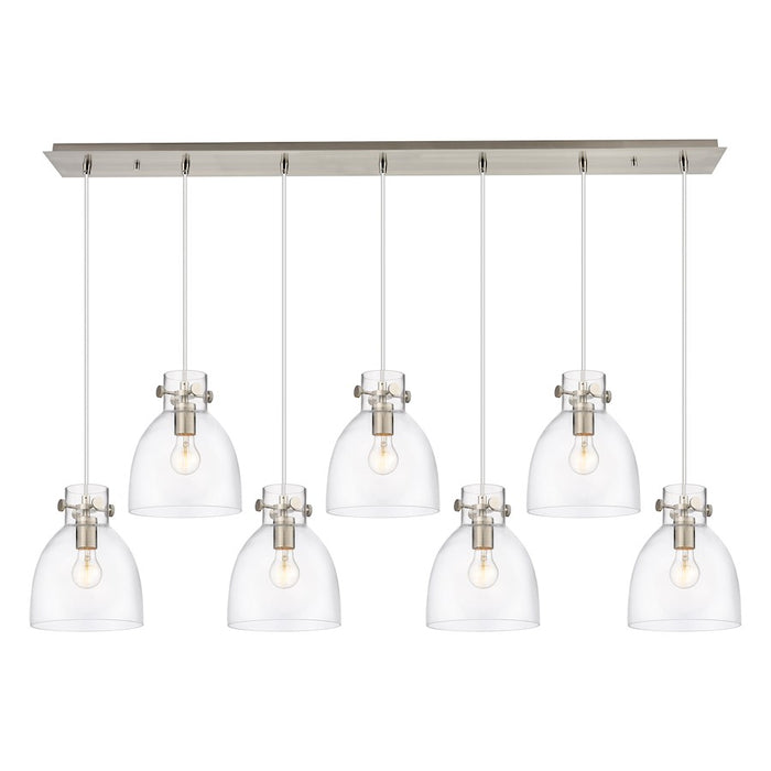 Innovations Newton Bell 7Lt 8" CL Pendant, SN/CL - 127-410-1PS-SN-G412-8CL