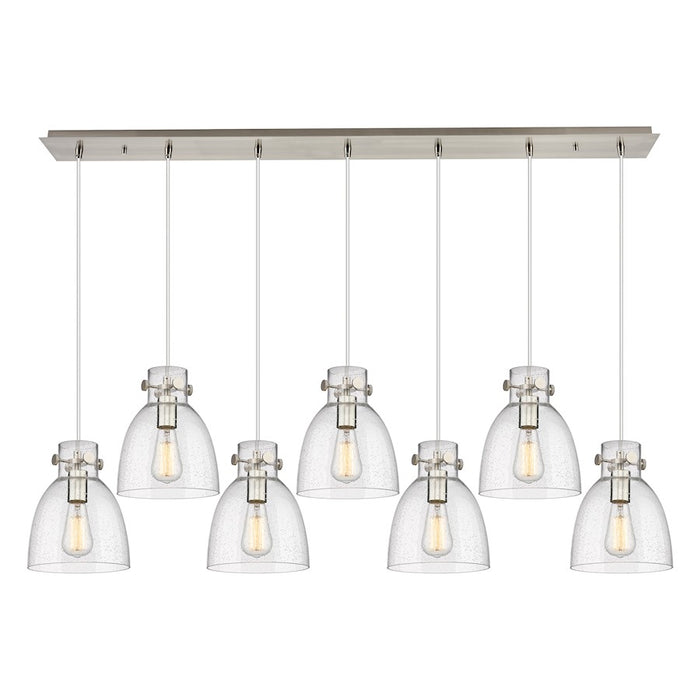 Innovations Newton Bell 7Lt 8" CL Pendant, SN/SD - 127-410-1PS-SN-G412-8SDY