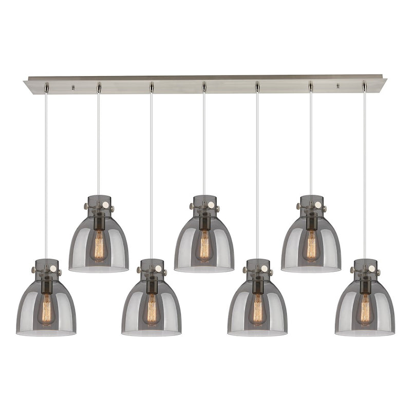 Innovations Newton Bell 7Lt 8" CL Pendant, SN/SM - 127-410-1PS-SN-G412-8SM