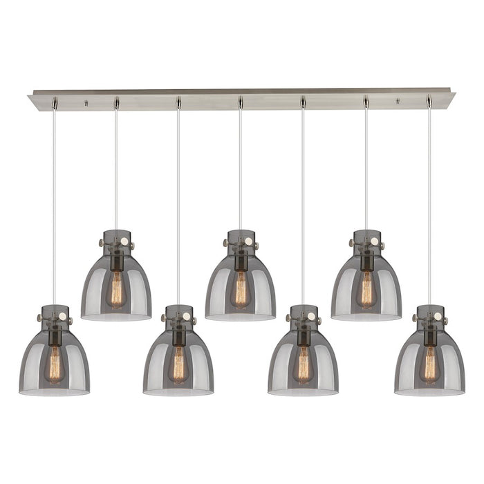 Innovations Newton Bell 7Lt 8" CL Pendant, SN/SM - 127-410-1PS-SN-G412-8SM