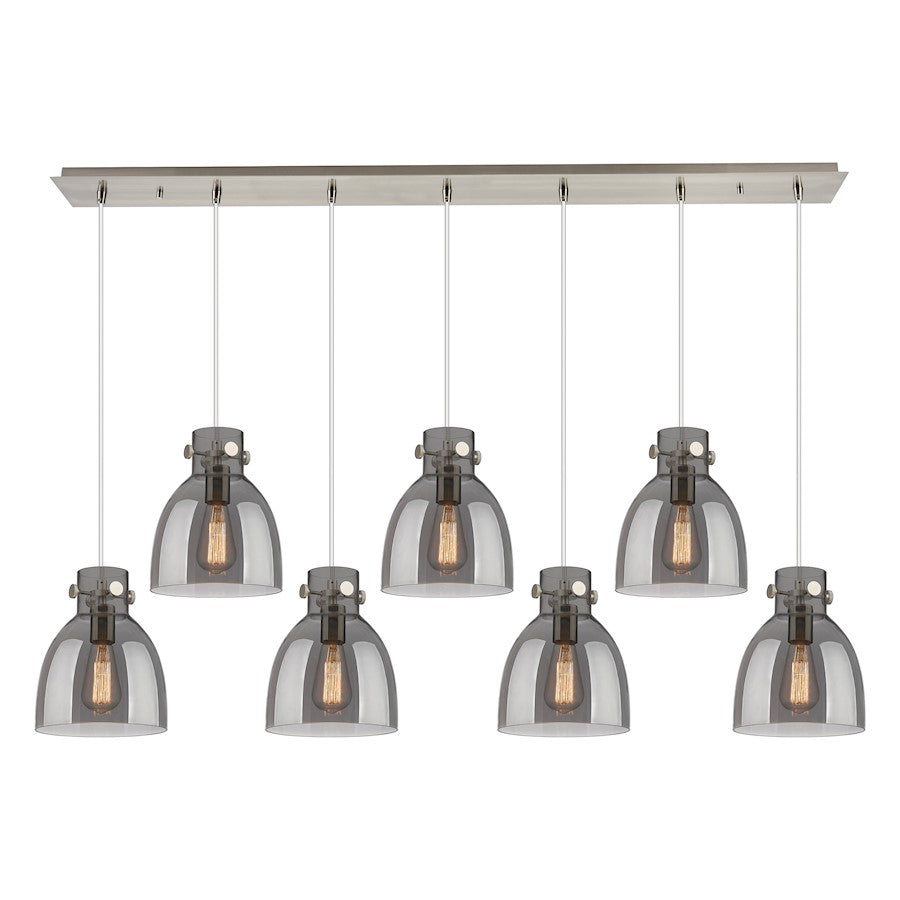 Innovations Newton Bell 7Lt 8" CL Pendant, SN/SM - 127-410-1PS-SN-G412-8SM