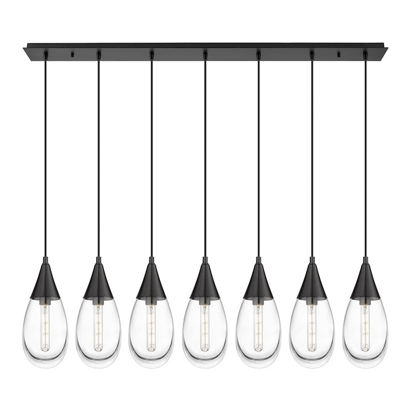Innovations Malone 7Lt 6" Cord Linear Pendant, BK/CL - 127-450-1P-BK-G450-6CL
