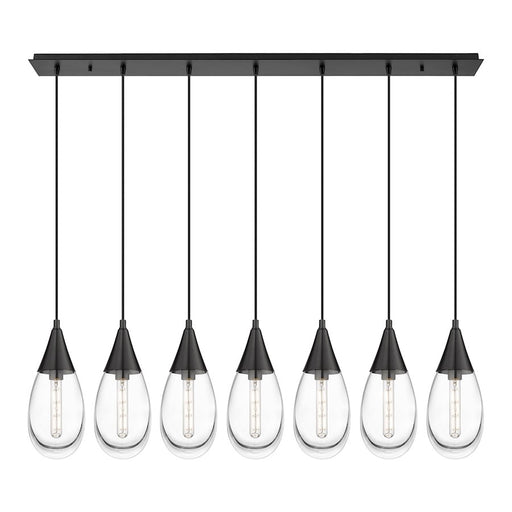 Innovations Malone 7Lt 6" Cord Linear Pendant, BK/CL - 127-450-1P-BK-G450-6CL