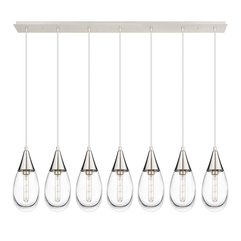 Innovations Malone 7Lt 6" Cord Linear Pendant, PN/Clear - 127-450-1P-PN-G450-6CL