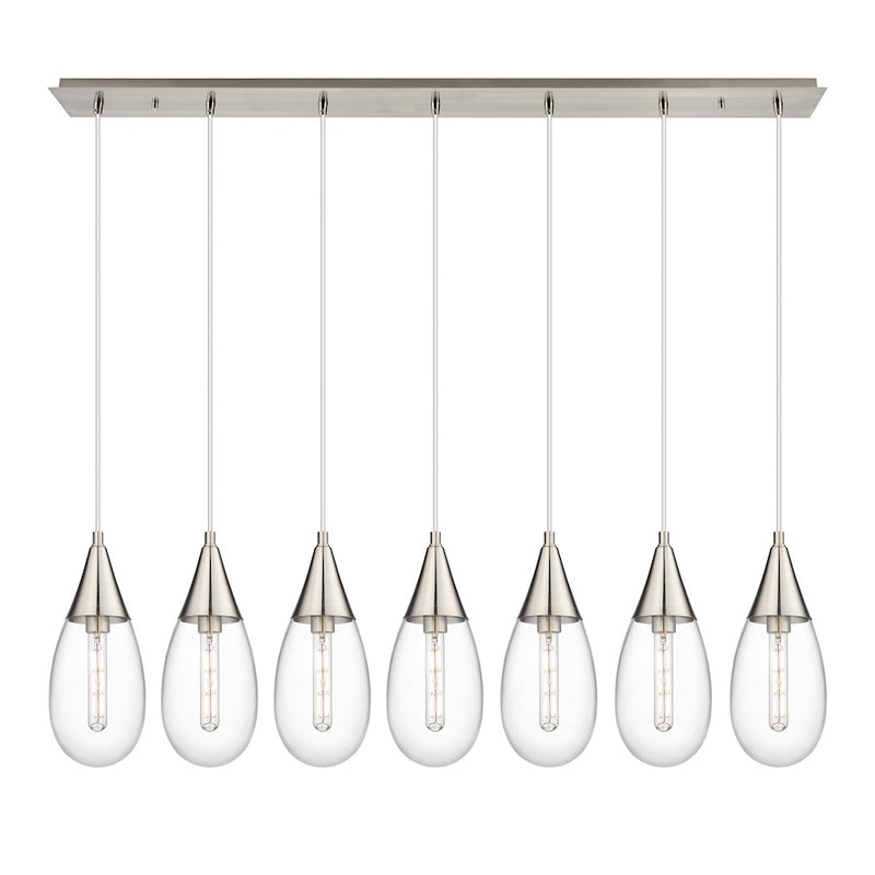 Innovations Malone 7Lt 6" Cord Linear Pendant, SN/Clear - 127-450-1P-SN-G450-6CL