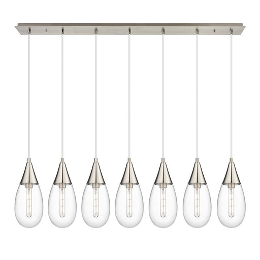 Innovations Malone 7Lt 6" Cord Linear Pendant, SN/Clear - 127-450-1P-SN-G450-6CL