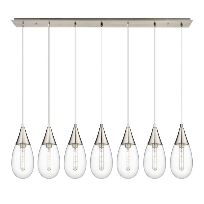 Innovations Malone 7Lt 6" Cord Linear Pendant, SN/Clear - 127-450-1P-SN-G450-6CL