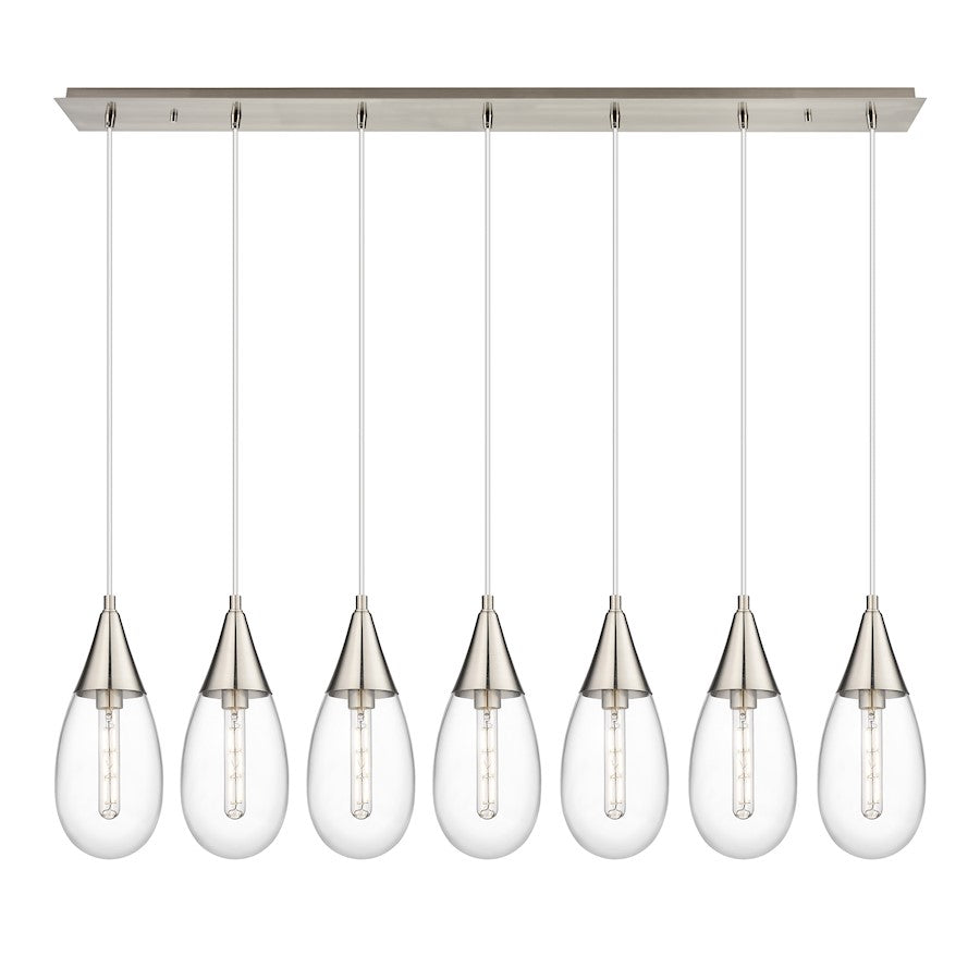 Innovations Malone 7Lt 6" Cord Linear Pendant, SN/Clear - 127-450-1P-SN-G450-6CL