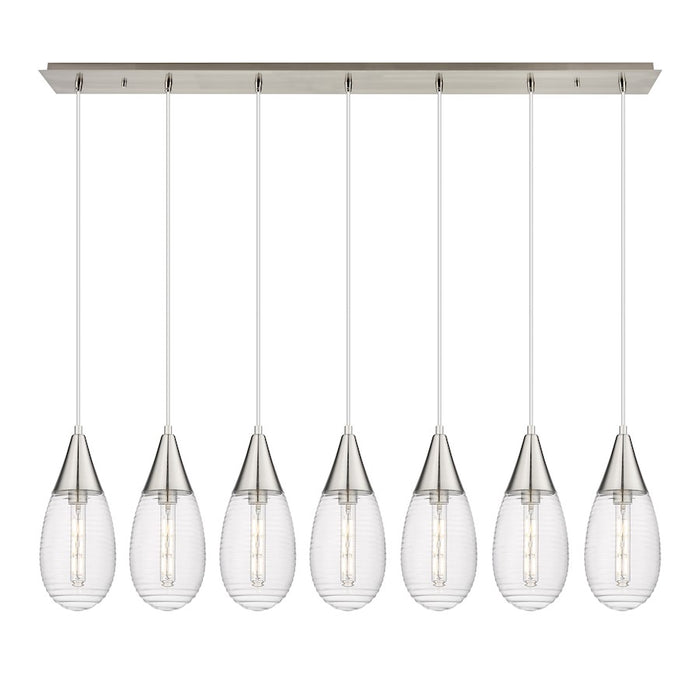 Innovations Malone 7Lt 6" Cord Linear Pendant, SN/SCL - 127-450-1P-SN-G450-6SCL