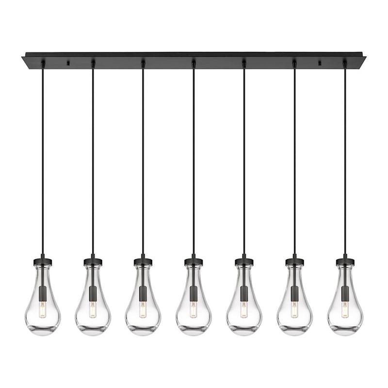Innovations Owego 7Lt 5" Cord Linear Pendant, BK/CL - 127-451-1P-BK-G451-5CL