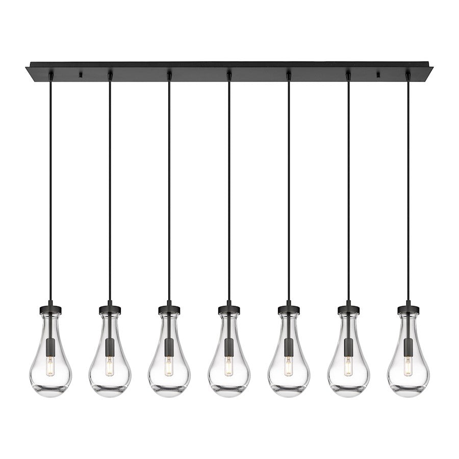 Innovations Owego 7Lt 5" Cord Linear Pendant, BK/CL - 127-451-1P-BK-G451-5CL