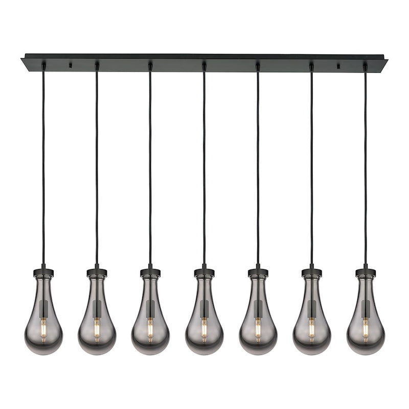 Innovations Owego 7Lt 5" Cord Linear Pendant, BK/SM - 127-451-1P-BK-G451-5SM