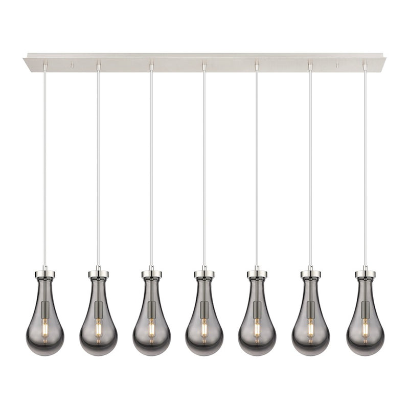Innovations Owego 7Lt 5" Cord Linear Pendant, PN/Smoke - 127-451-1P-PN-G451-5SM