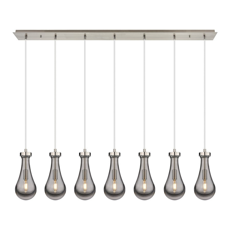 Innovations Owego 7Lt 5" Cord Linear Pendant, SN/Smoke - 127-451-1P-SN-G451-5SM