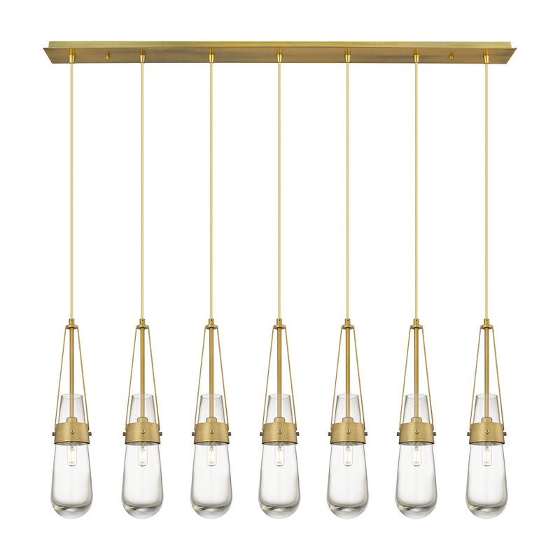 Innovations Milan 7Lt 4" Cord Linear Pendant, BS/CL - 127-452-1P-BB-G452-4CL