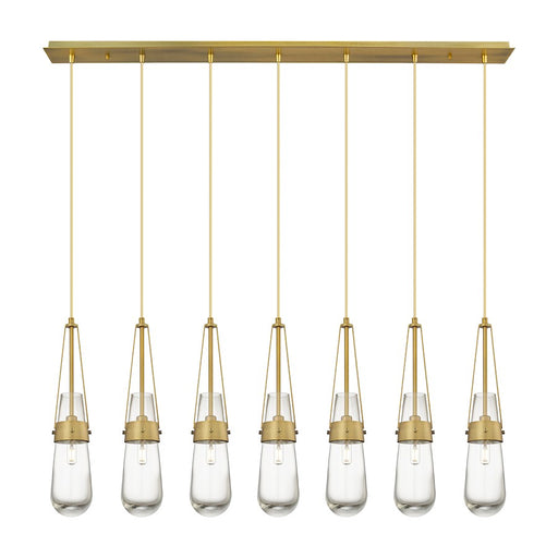 Innovations Milan 7Lt 4" Cord Linear Pendant, BS/CL - 127-452-1P-BB-G452-4CL