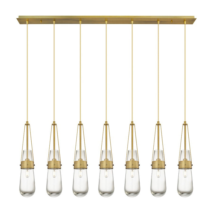 Innovations Milan 7Lt 4" Cord Linear Pendant, BS/CL - 127-452-1P-BB-G452-4CL