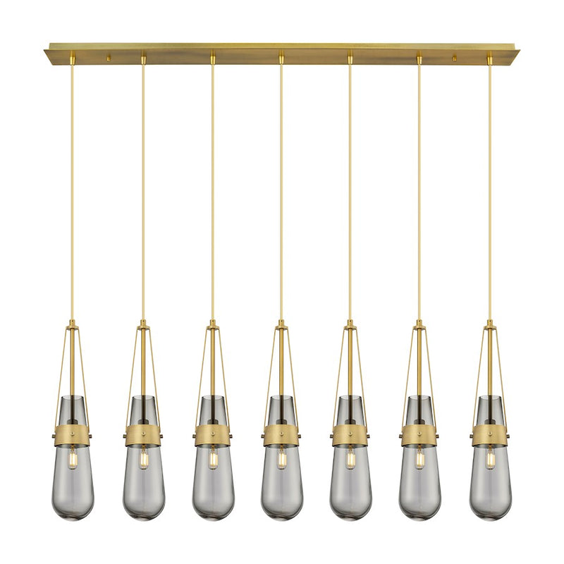 Innovations Milan 7Lt 4" Cord Linear Pendant, BS/SM - 127-452-1P-BB-G452-4SM