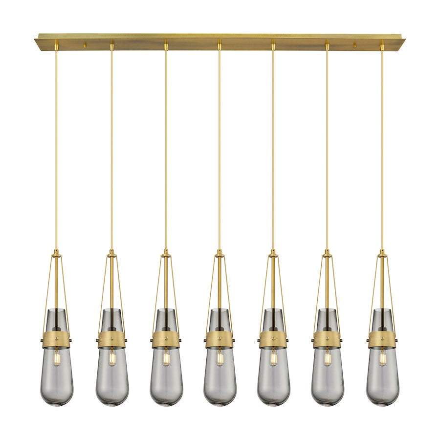 Innovations Milan 7Lt 4" Cord Linear Pendant, BS/SM - 127-452-1P-BB-G452-4SM