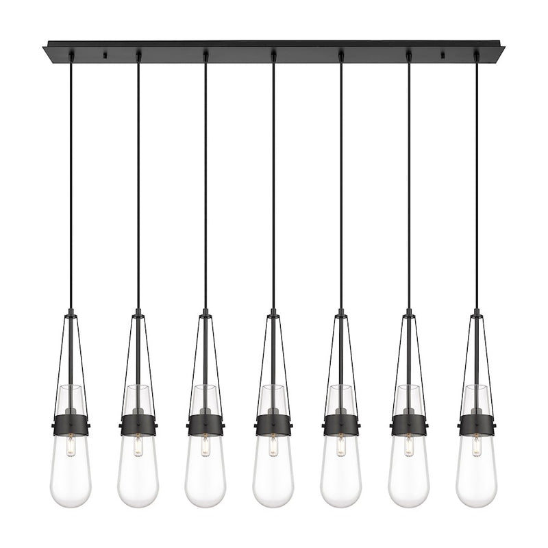 Innovations Milan 7Lt 4" Cord Linear Pendant, BK/CL - 127-452-1P-BK-G452-4CL