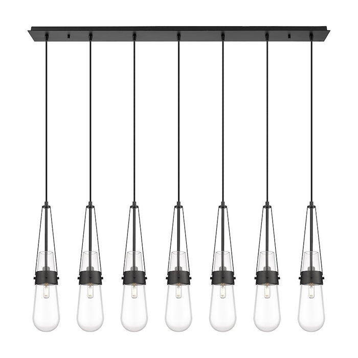 Innovations Milan 7Lt 4" Cord Linear Pendant, BK/CL - 127-452-1P-BK-G452-4CL