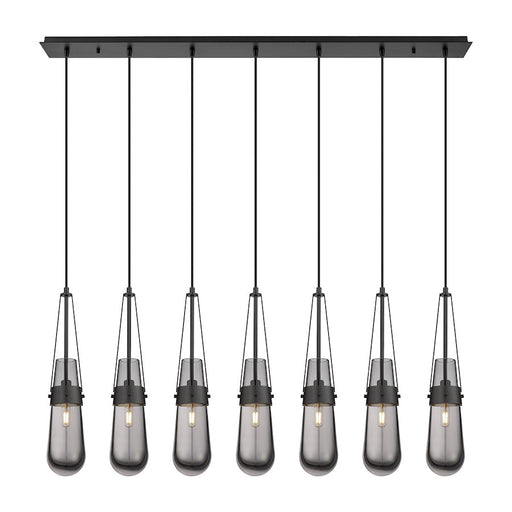 Innovations Milan 7Lt 4" Cord Linear Pendant, BK/SM - 127-452-1P-BK-G452-4SM