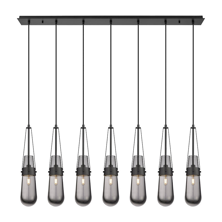 Innovations Milan 7Lt 4" Cord Linear Pendant, BK/SM - 127-452-1P-BK-G452-4SM