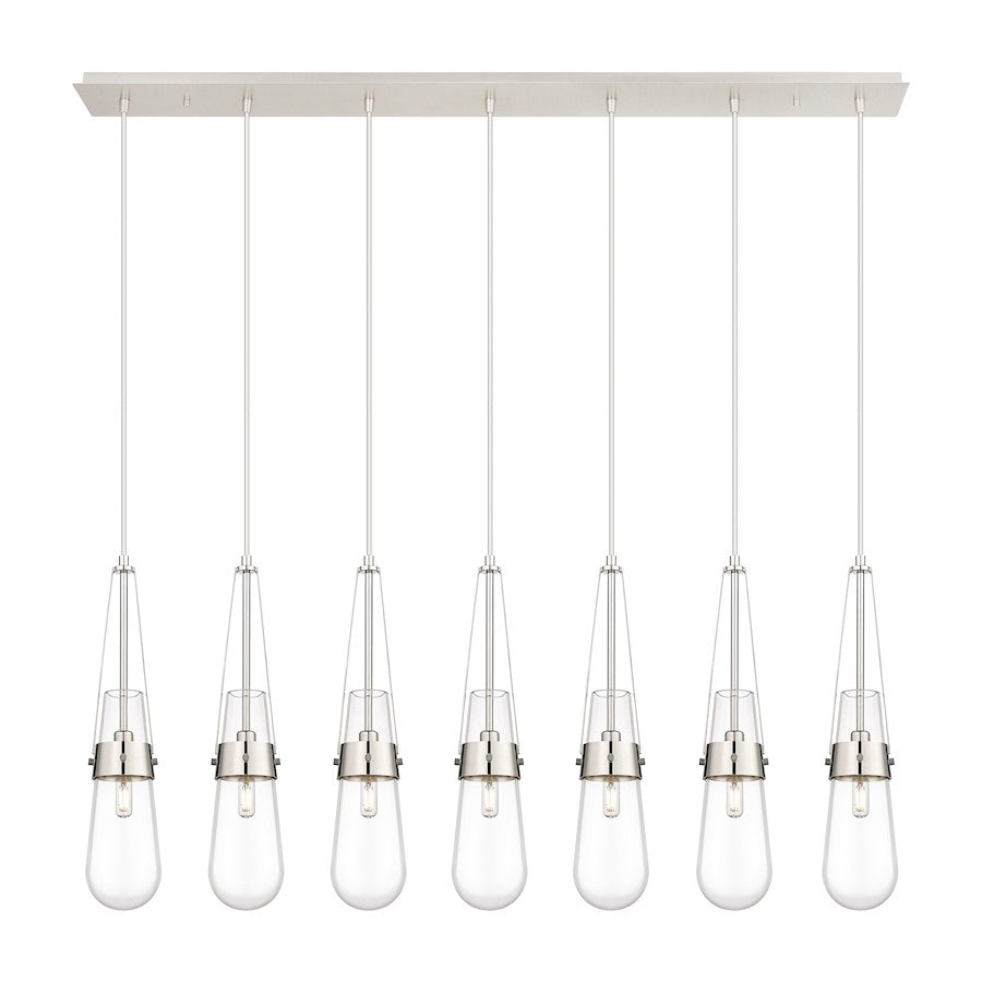Innovations Milan 7Lt 4" Cord Linear Pendant, PN/Clear - 127-452-1P-PN-G452-4CL