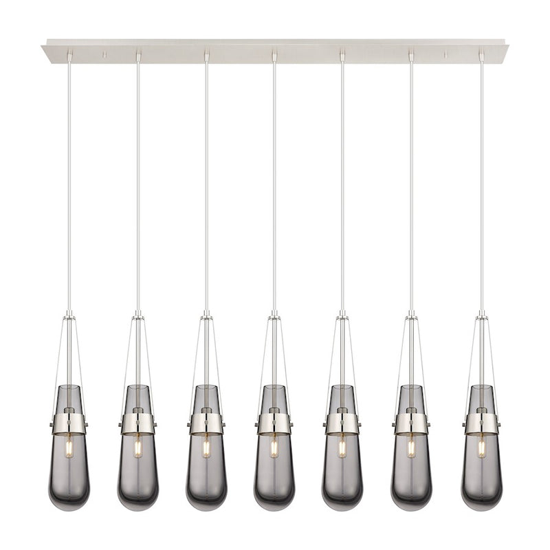 Innovations Milan 7Lt 4" Cord Linear Pendant, PN/Smoke - 127-452-1P-PN-G452-4SM