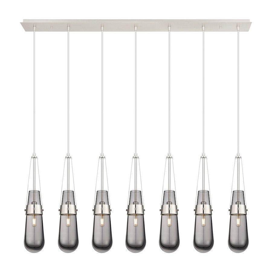 Innovations Milan 7Lt 4" Cord Linear Pendant, PN/Smoke - 127-452-1P-PN-G452-4SM