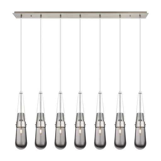 Innovations Milan 7Lt 4" Cord Linear Pendant, SN/Smoke - 127-452-1P-SN-G452-4SM