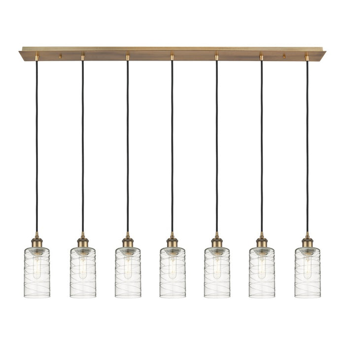 Innovations Crown Point 7Lt 49" Cord Linear Pend, BRS/DS - 127B-7P-BB-G434-7DE