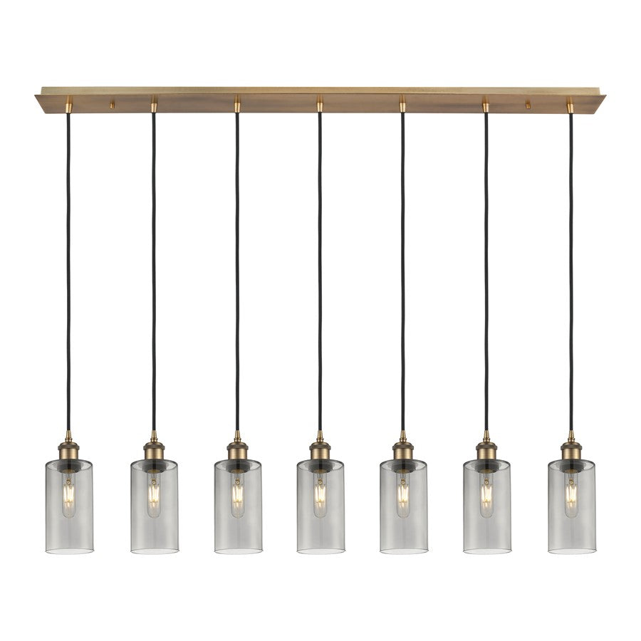 Innovations Crown Point 7Lt 49" Cord Linear Pend, BRS/SM - 127B-7P-BB-G434-7SM