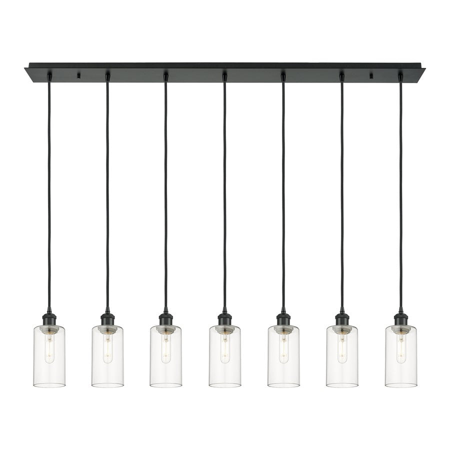 Innovations Crown Point 7Lt 49" Cord Linear Pendant, BK/CL - 127B-7P-BK-G434-7CL