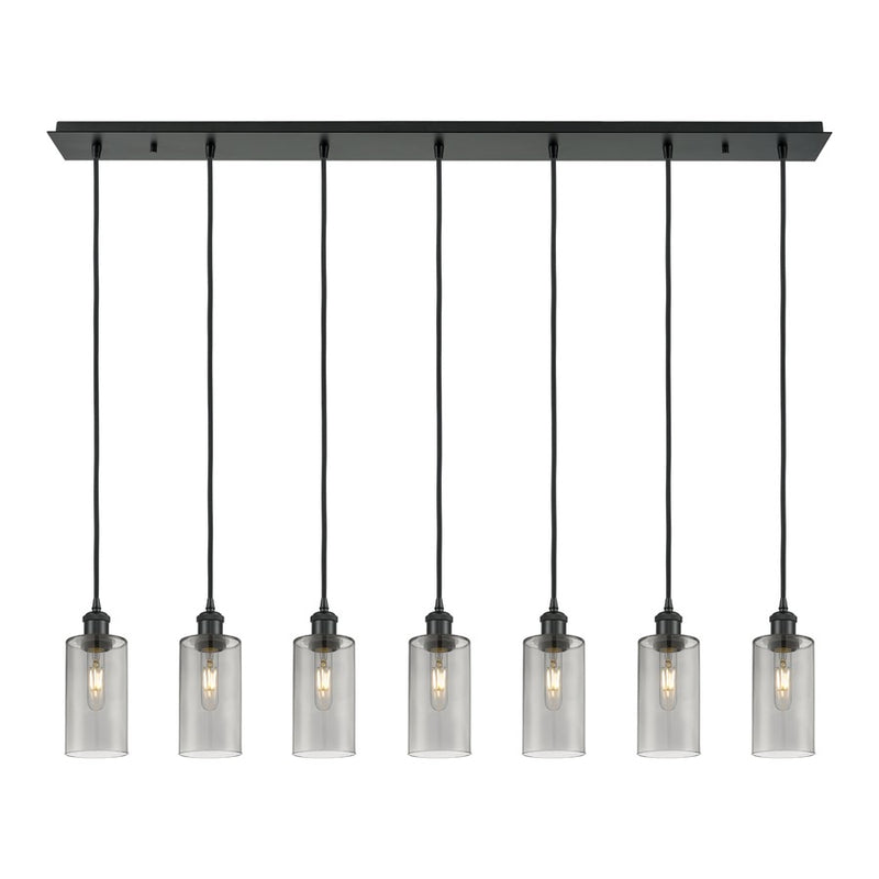 Innovations Crown Point 7Lt 49" Cord Linear Pendant, BK/SM - 127B-7P-BK-G434-7SM