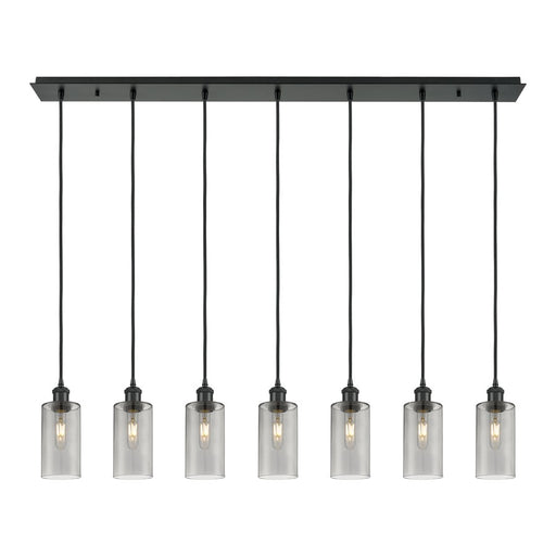 Innovations Crown Point 7Lt 49" Cord Linear Pendant, BK/SM - 127B-7P-BK-G434-7SM