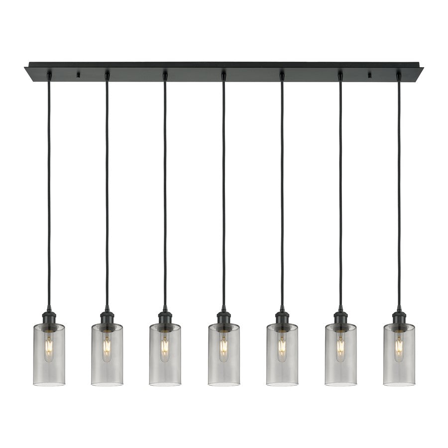 Innovations Crown Point 7Lt 49" Cord Linear Pendant, BK/SM - 127B-7P-BK-G434-7SM