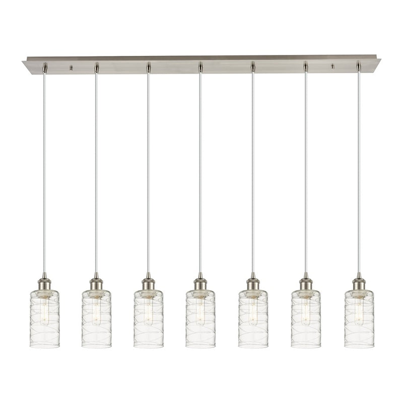 Innovations Crown Point 7Lt 49" Cord Linear Pendant, SN/DS - 127B-7P-SN-G434-7DE