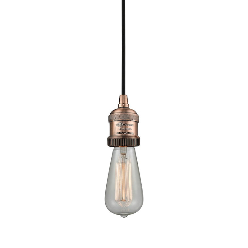 Innovations 1 Light Bare Bulb Mini Pendant in Antique Copper
