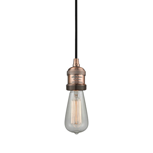 Innovations 1 Light Bare Bulb Mini Pendant in Antique Copper