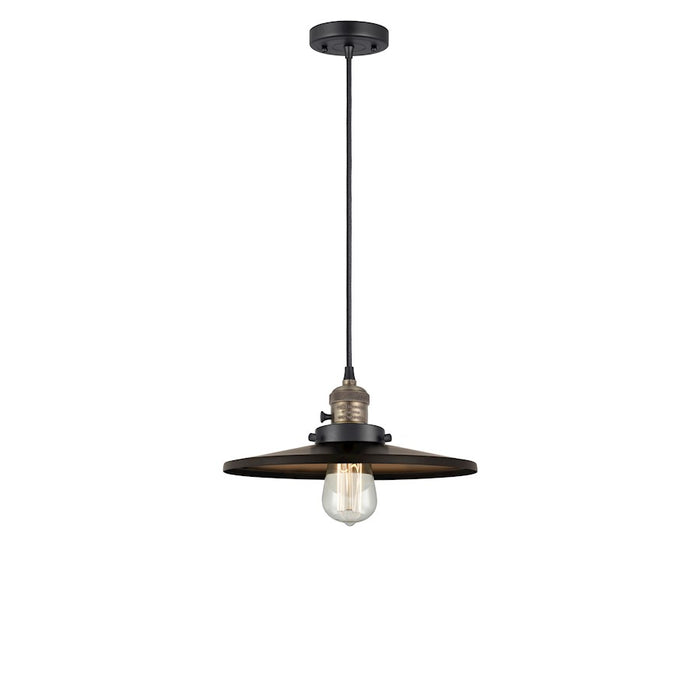 Innovations Appalachian 1-Lt 12" Cord Mini Pendant, BK BR - 201CSW-BAB-MFR-BK-12