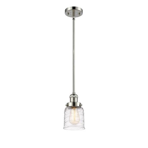 Innovations Franklin Restoration Bell 1-Light Mini Pendant | Industrial Farmhouse Polished Nickel and Deco Swirl Glass | Kitchen | Model 201S-PN-G513